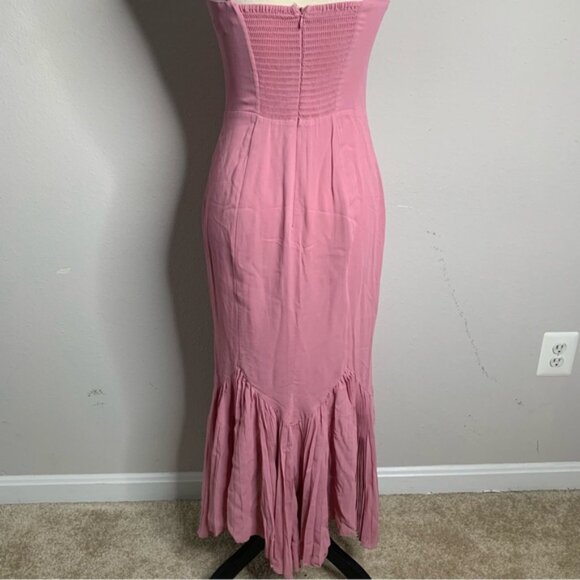Reformation Aiko Pink Pleated Hem Midi Dress - Picture 12 of 14